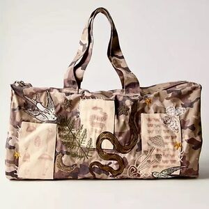Free People X Denim & Bone Serpent Weekender Bag Camo Embroidery Patched